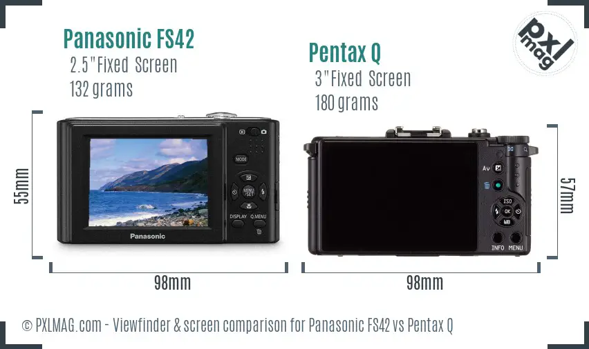 Panasonic FS42 vs Pentax Q Screen and Viewfinder comparison
