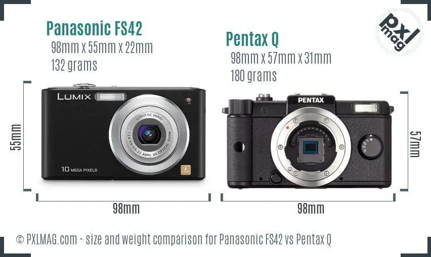 Panasonic FS42 vs Pentax Q size comparison