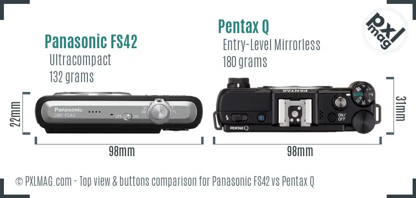 Panasonic FS42 vs Pentax Q top view buttons comparison