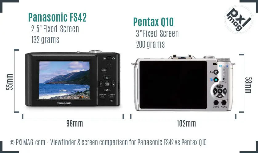 Panasonic FS42 vs Pentax Q10 Screen and Viewfinder comparison