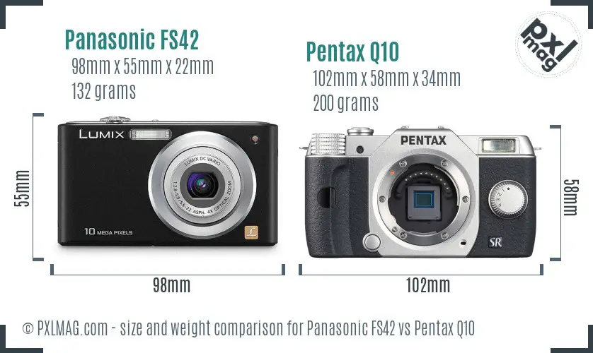 Panasonic FS42 vs Pentax Q10 size comparison