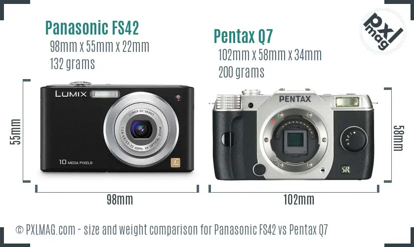 Panasonic FS42 vs Pentax Q7 size comparison