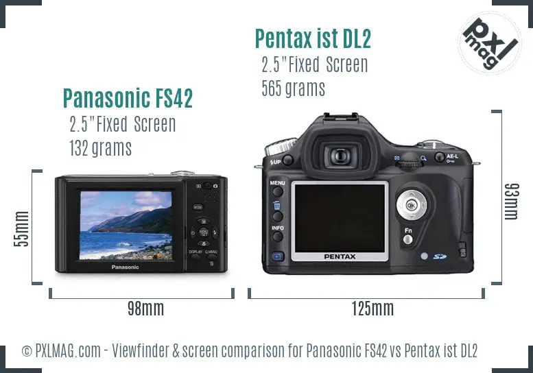 Panasonic FS42 vs Pentax ist DL2 Screen and Viewfinder comparison