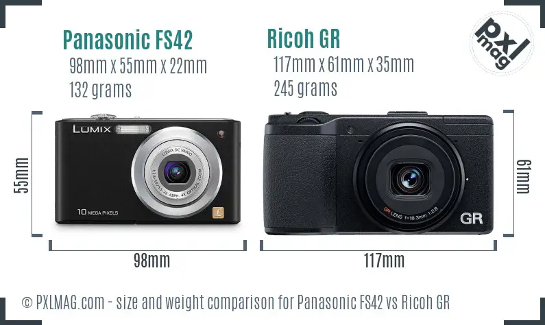 Panasonic FS42 vs Ricoh GR size comparison