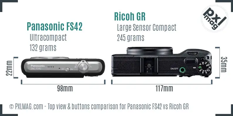 Panasonic FS42 vs Ricoh GR top view buttons comparison