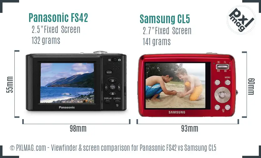 Panasonic FS42 vs Samsung CL5 Screen and Viewfinder comparison Panasonic FS42 vs Samsung CL5 Screen and Viewfinder comparison