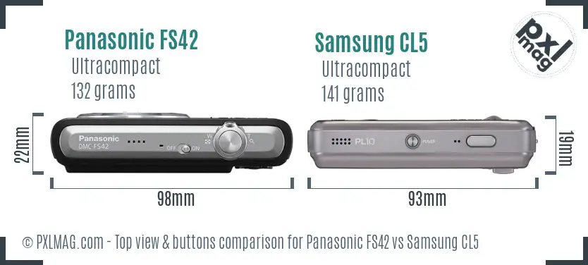 Panasonic FS42 vs Samsung CL5 top view buttons comparison Panasonic FS42 vs Samsung CL5 top view buttons comparison