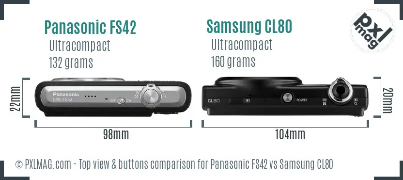 Panasonic FS42 vs Samsung CL80 top view buttons comparison