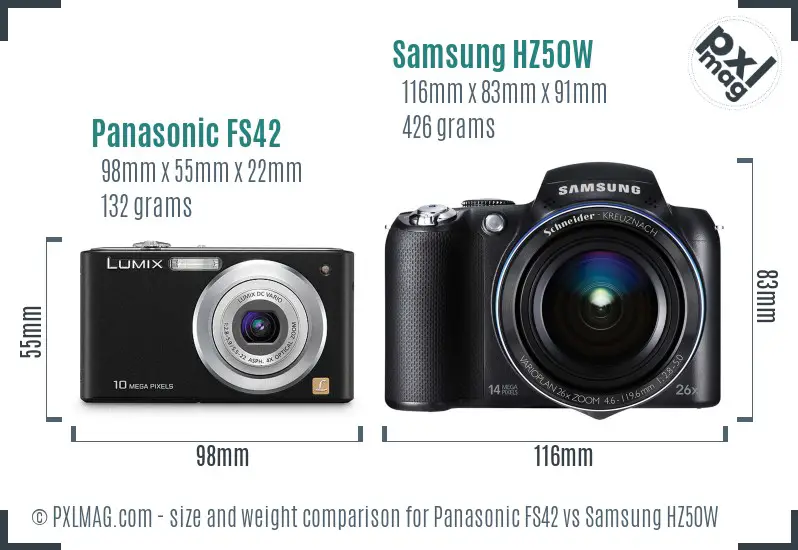 Panasonic FS42 vs Samsung HZ50W size comparison