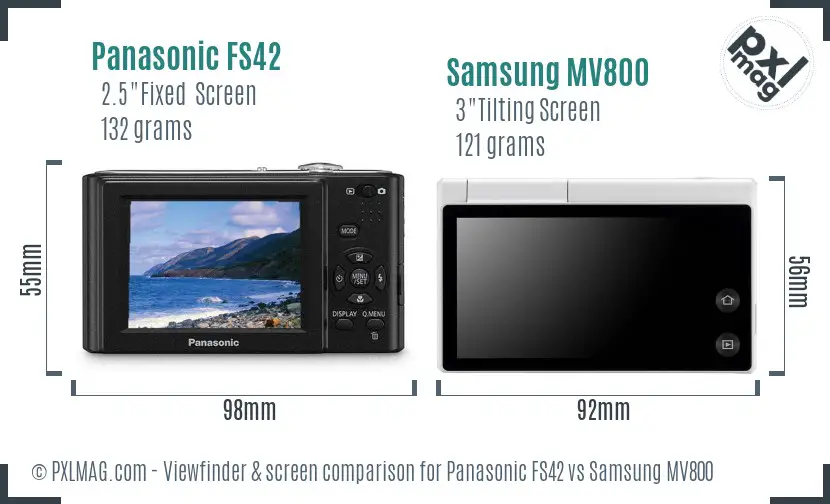 Panasonic FS42 vs Samsung MV800 Screen and Viewfinder comparison