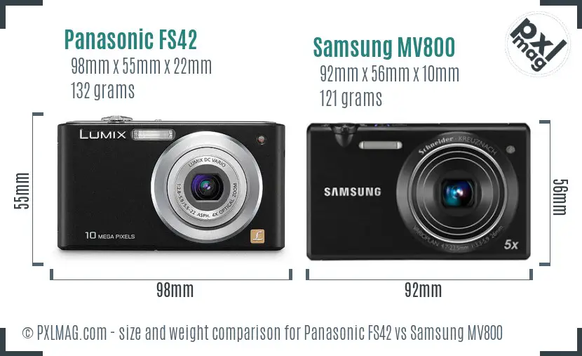Panasonic FS42 vs Samsung MV800 size comparison