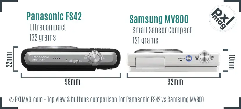 Panasonic FS42 vs Samsung MV800 top view buttons comparison