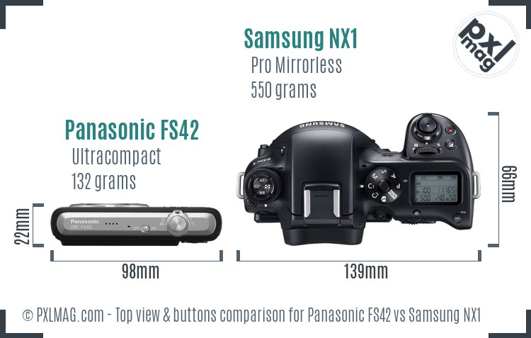 Panasonic FS42 vs Samsung NX1 top view buttons comparison