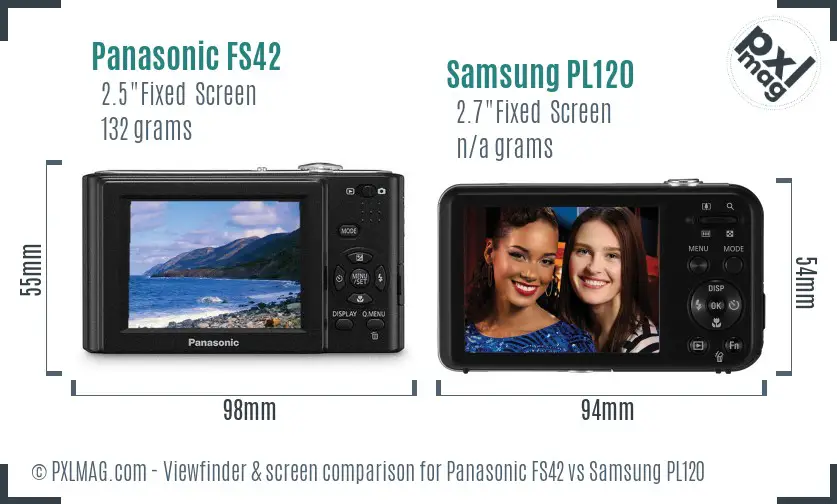 Panasonic FS42 vs Samsung PL120 Screen and Viewfinder comparison