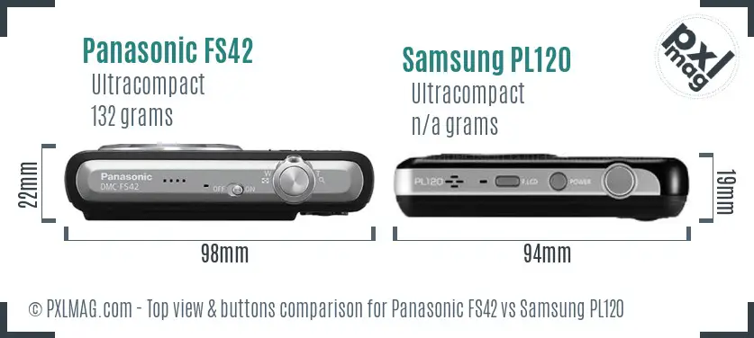 Panasonic FS42 vs Samsung PL120 top view buttons comparison