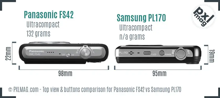 Panasonic FS42 vs Samsung PL170 top view buttons comparison