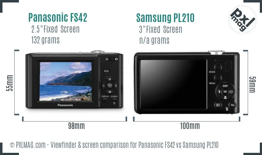 Panasonic FS42 vs Samsung PL210 Screen and Viewfinder comparison