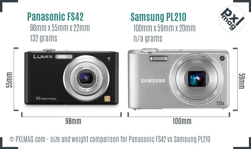 Panasonic FS42 vs Samsung PL210 size comparison