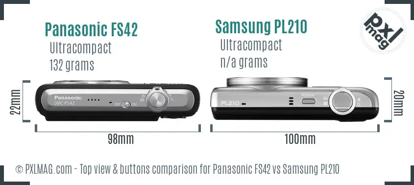 Panasonic FS42 vs Samsung PL210 top view buttons comparison