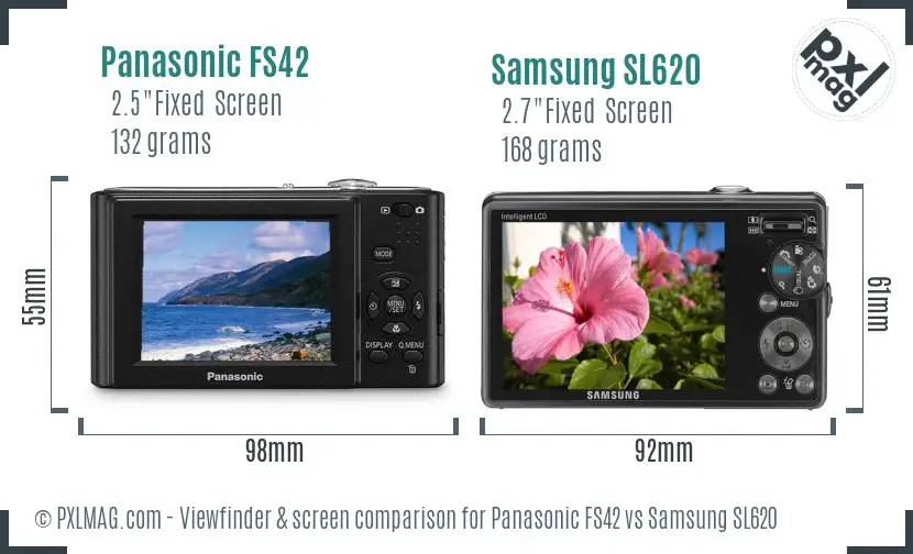 Panasonic FS42 vs Samsung SL620 Screen and Viewfinder comparison Panasonic FS42 vs Samsung SL620 Screen and Viewfinder comparison