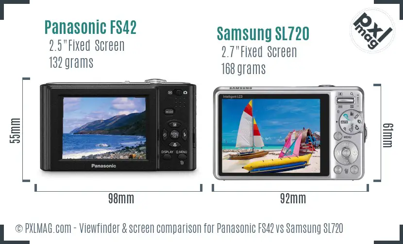 Panasonic FS42 vs Samsung SL720 Screen and Viewfinder comparison Panasonic FS42 vs Samsung SL720 Screen and Viewfinder comparison
