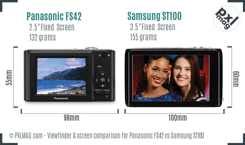Panasonic FS42 vs Samsung ST100 Screen and Viewfinder comparison