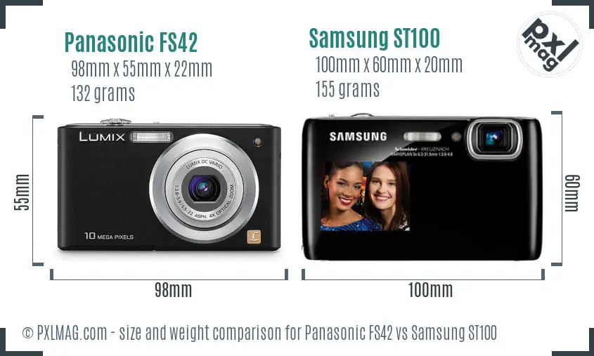 Panasonic FS42 vs Samsung ST100 size comparison