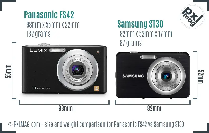 Panasonic FS42 vs Samsung ST30 size comparison