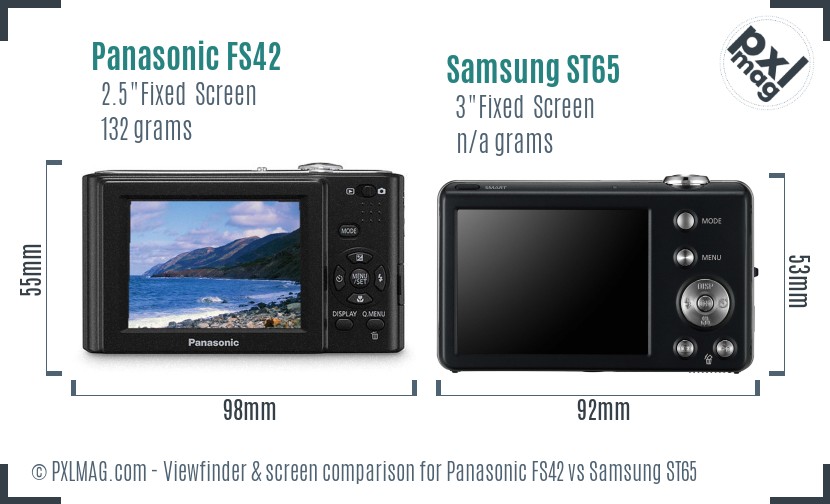 Panasonic FS42 vs Samsung ST65 Screen and Viewfinder comparison