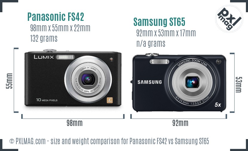Panasonic FS42 vs Samsung ST65 size comparison