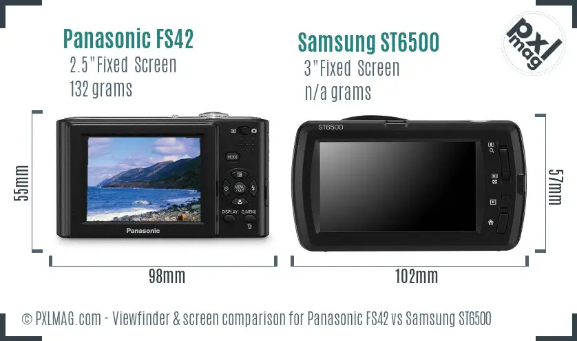 Panasonic FS42 vs Samsung ST6500 Screen and Viewfinder comparison