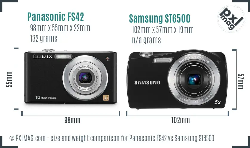 Panasonic FS42 vs Samsung ST6500 size comparison