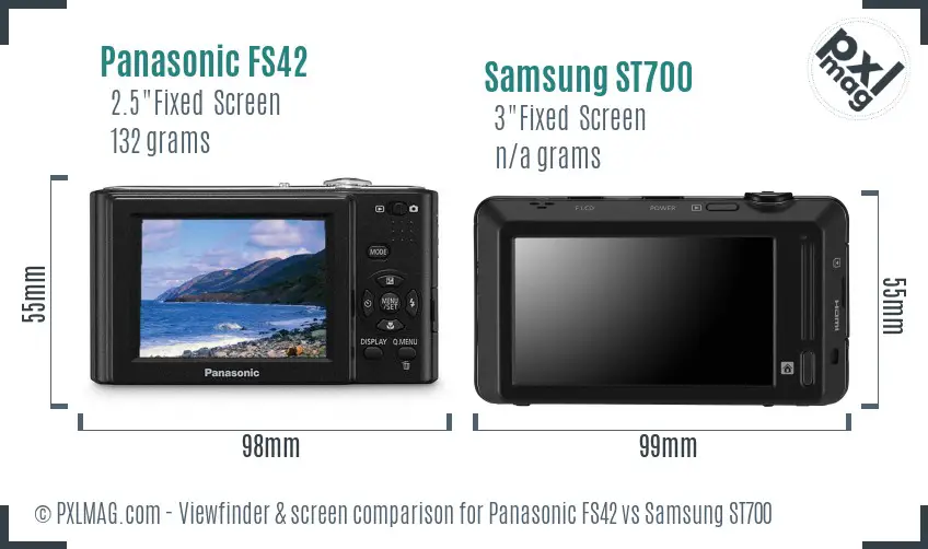 Panasonic FS42 vs Samsung ST700 Screen and Viewfinder comparison