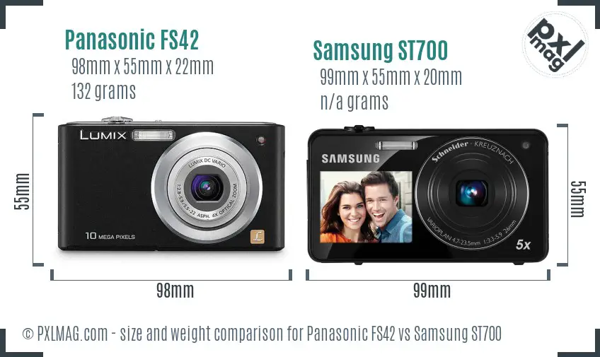 Panasonic FS42 vs Samsung ST700 size comparison