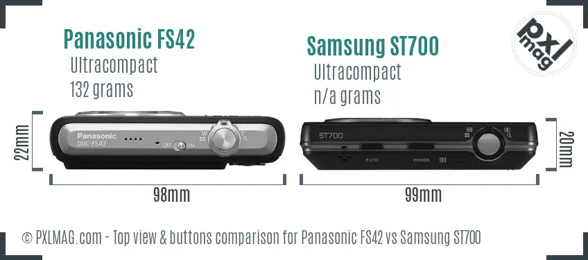 Panasonic FS42 vs Samsung ST700 top view buttons comparison