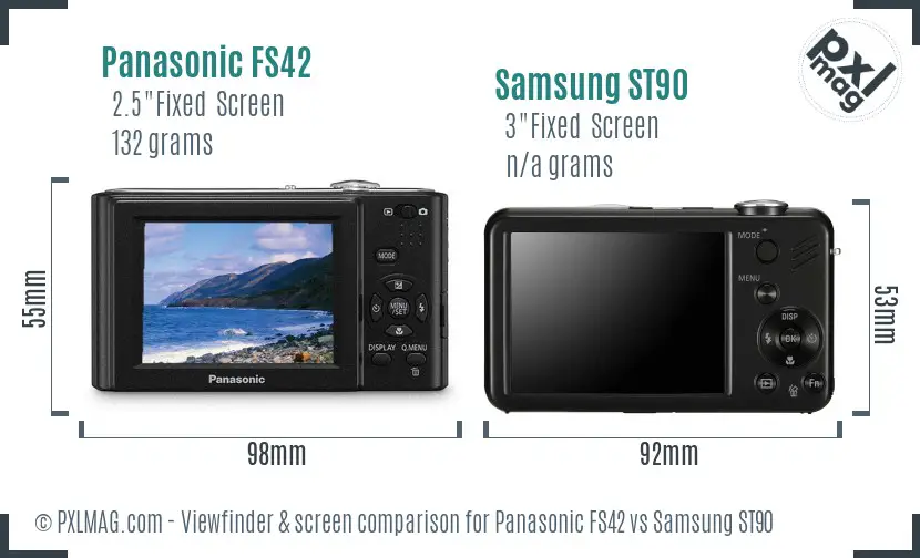 Panasonic FS42 vs Samsung ST90 Screen and Viewfinder comparison