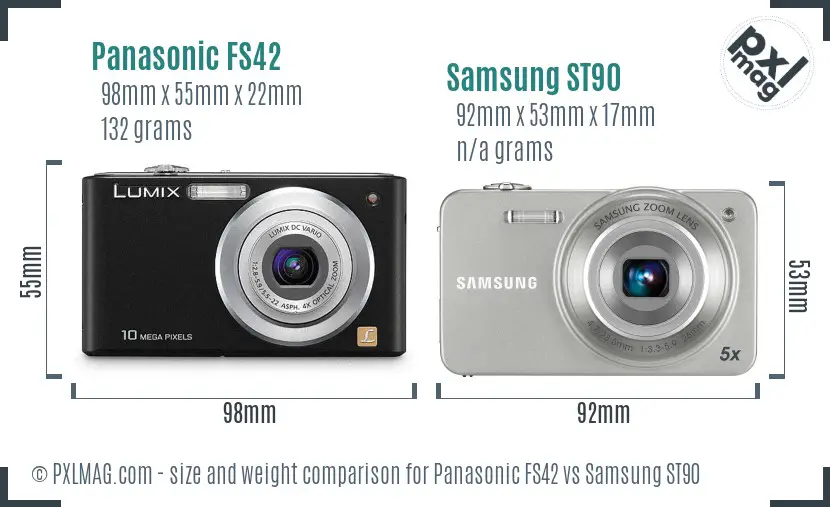 Panasonic FS42 vs Samsung ST90 size comparison