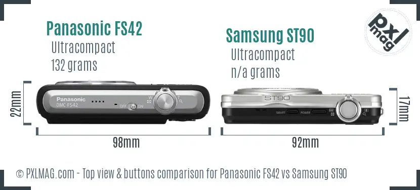 Panasonic FS42 vs Samsung ST90 top view buttons comparison