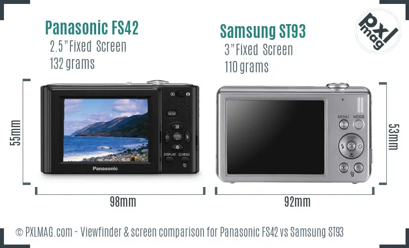 Panasonic FS42 vs Samsung ST93 Screen and Viewfinder comparison