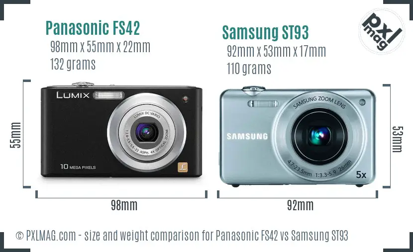 Panasonic FS42 vs Samsung ST93 size comparison