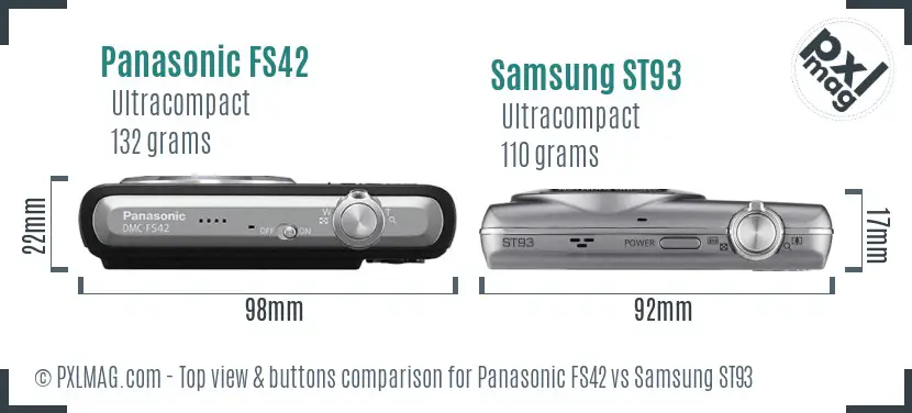 Panasonic FS42 vs Samsung ST93 top view buttons comparison