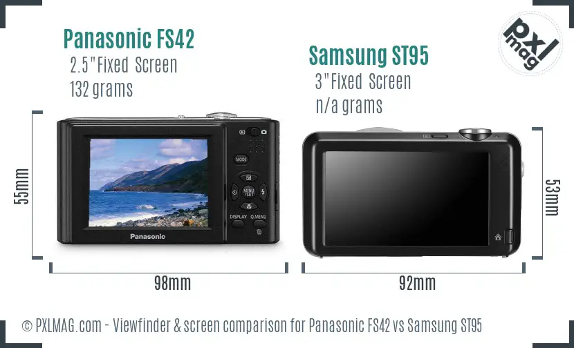 Panasonic FS42 vs Samsung ST95 Screen and Viewfinder comparison