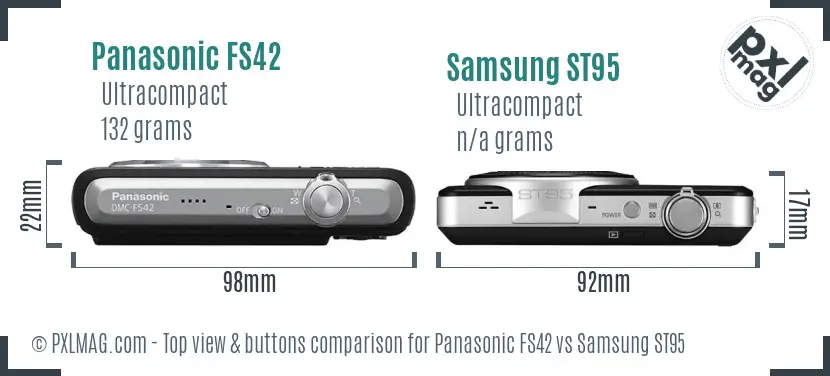 Panasonic FS42 vs Samsung ST95 top view buttons comparison