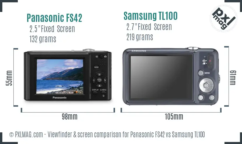 Panasonic FS42 vs Samsung TL100 Screen and Viewfinder comparison