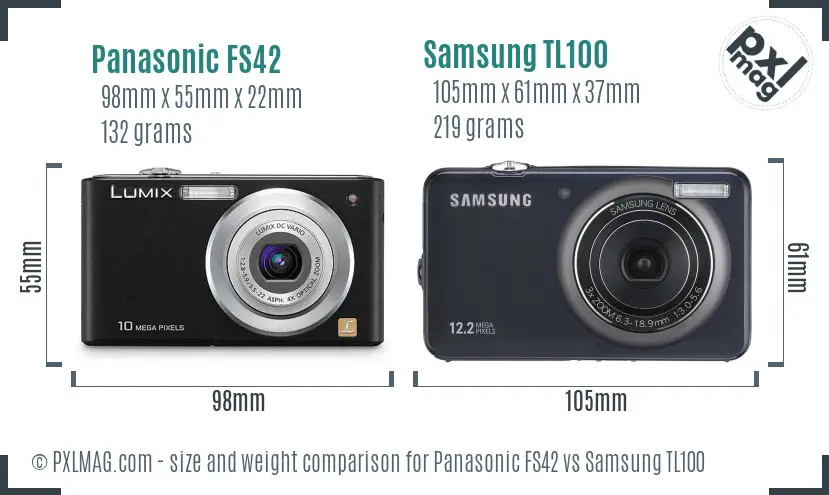Panasonic FS42 vs Samsung TL100 size comparison