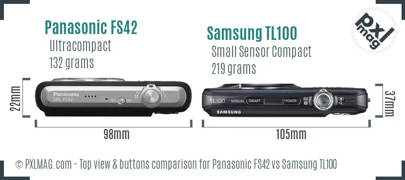 Panasonic FS42 vs Samsung TL100 top view buttons comparison