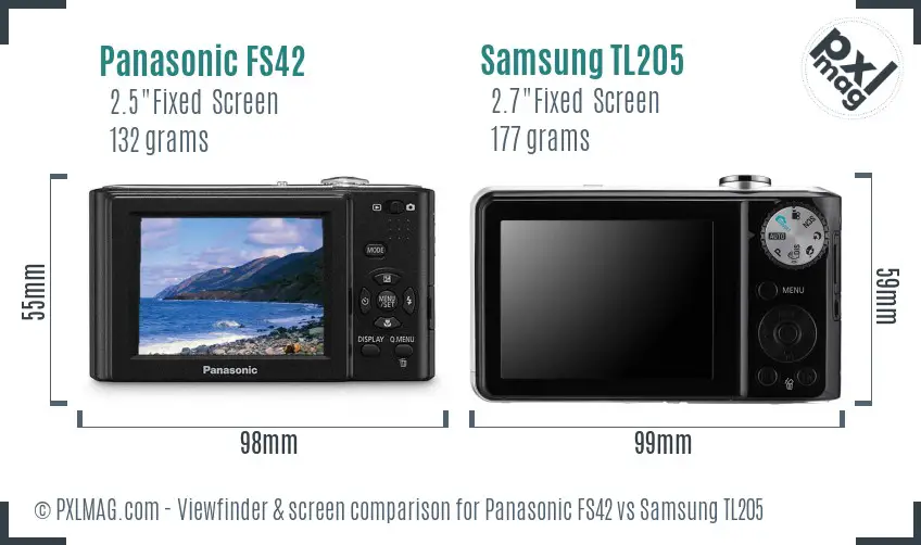 Panasonic FS42 vs Samsung TL205 Screen and Viewfinder comparison