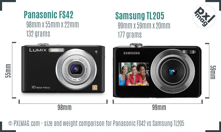 Panasonic FS42 vs Samsung TL205 size comparison