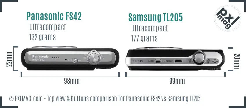 Panasonic FS42 vs Samsung TL205 top view buttons comparison