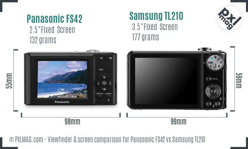 Panasonic FS42 vs Samsung TL210 Screen and Viewfinder comparison